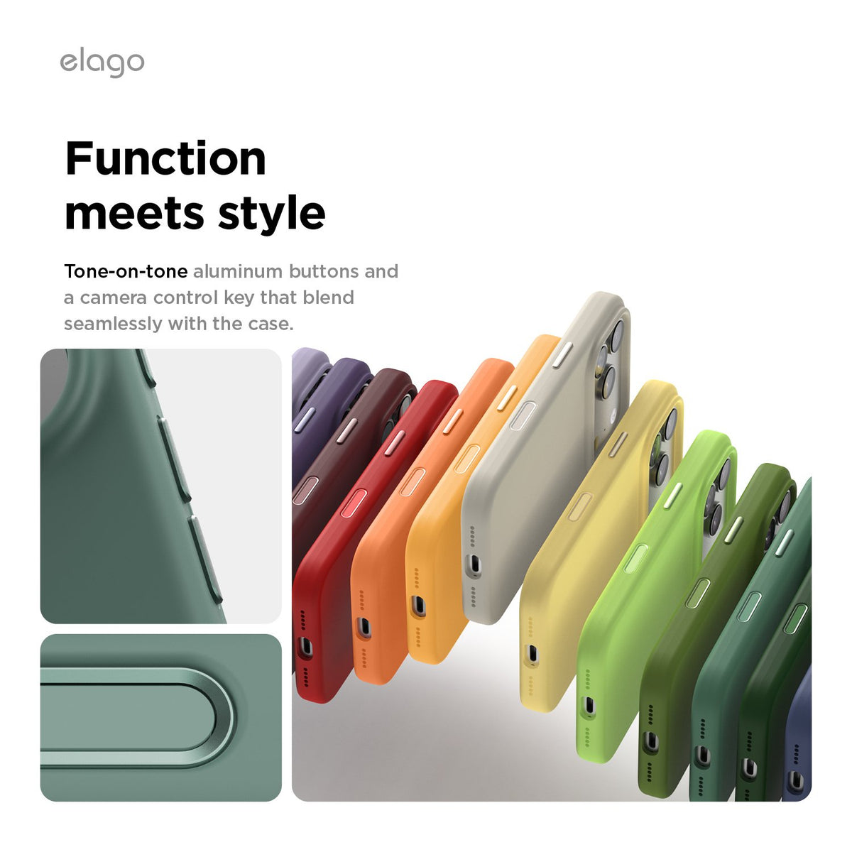 Elago Apple iPhone 18 Pro / Apple iPhone 17 Pro Magnetic Silicone Case (Camera Control Key Included) - Mindnight Green