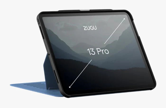 Bundle Offer - ZUGU iPad Pro 13 (2024-2025) Case - Slate Blue + Rain Design mStand Tablet Plus iPad Stand - Silver