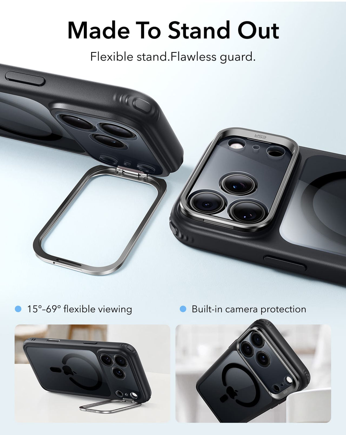 ESR Classic Hybrid Magnetic Case For Apple iPhone 18 Pro/Apple iPhone 17 Pro - Clear Black