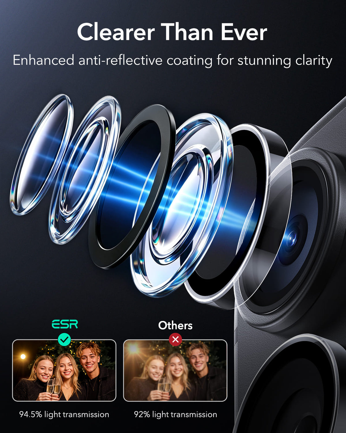 ESR Armorite Camera Lens For Apple iPhone 18 Pro / Apple iPhone 18 Pro Max / Apple iPhone 17 Pro / Apple iPhone 18 Pro Max - Clear