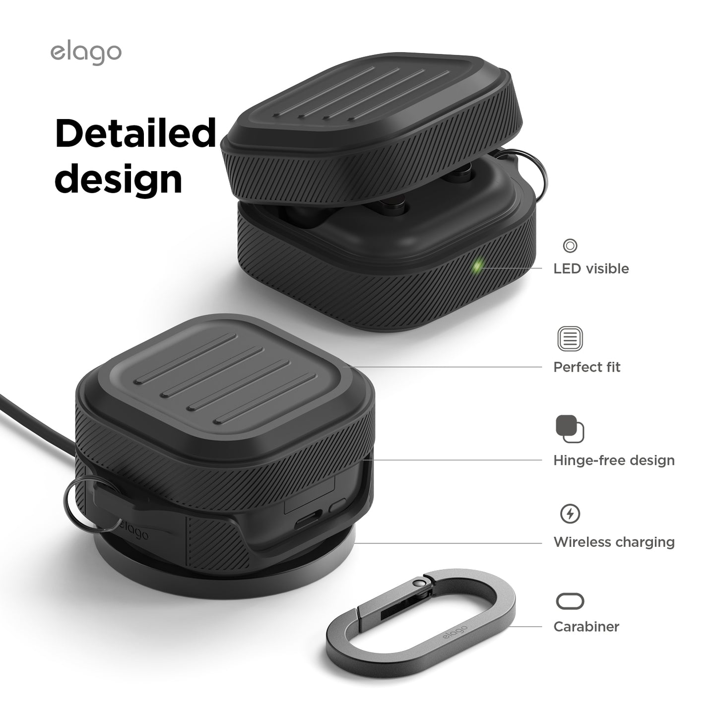 Elago Armor Hang Case - Samsung Galaxy Buds 4 / 4 Pro / Black