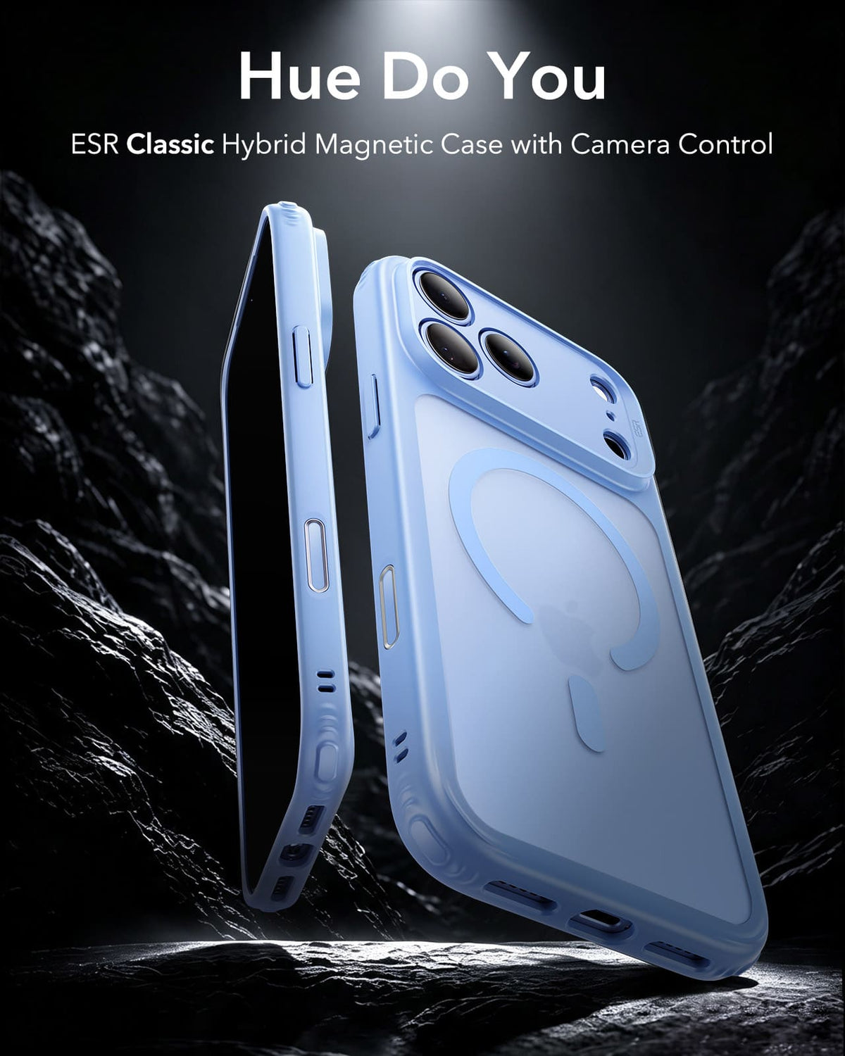 ESR Classic Hybrid Magnetic Case (Camera Control) For Apple iPhone 18 Pro/Apple iPhone 17 Pro - Frosted Light Blue
