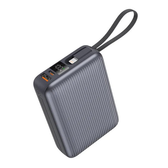 Lzel Mini Neurode Sync Power Bank with Built-in-Cable -  20000mAh / 22.5W / USB-A / USB-C / Black