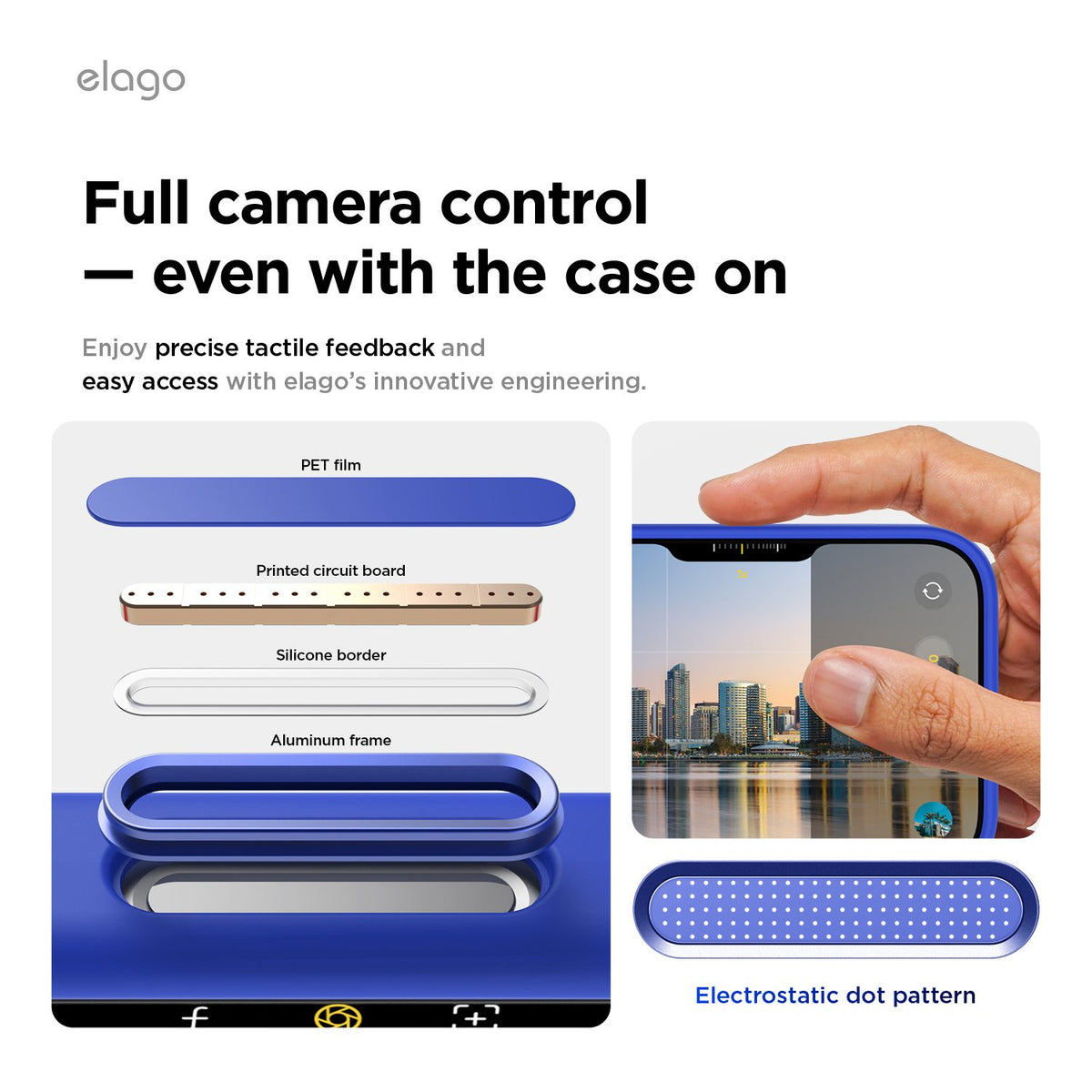 Elago iPhone 17 Pro Magnetic Silicone Case (Camera Control Key Included) - Cobalt Blue