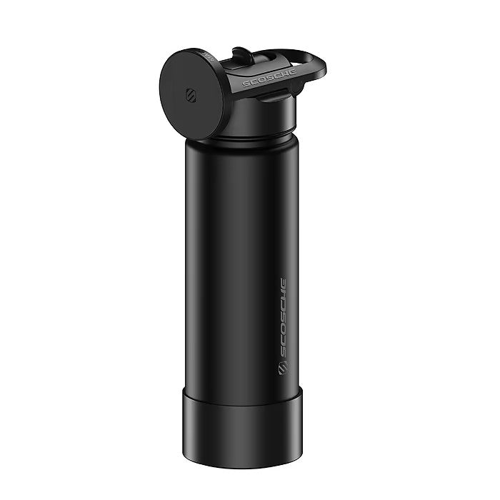 Scosche MagicMount Flask 22oz (650 ml) Stainless Steel Insulated Water Bottle with Magnetic Cell Phone Holder and Tripod Phone Mount Stand Compatible w/ MagSafe - Black