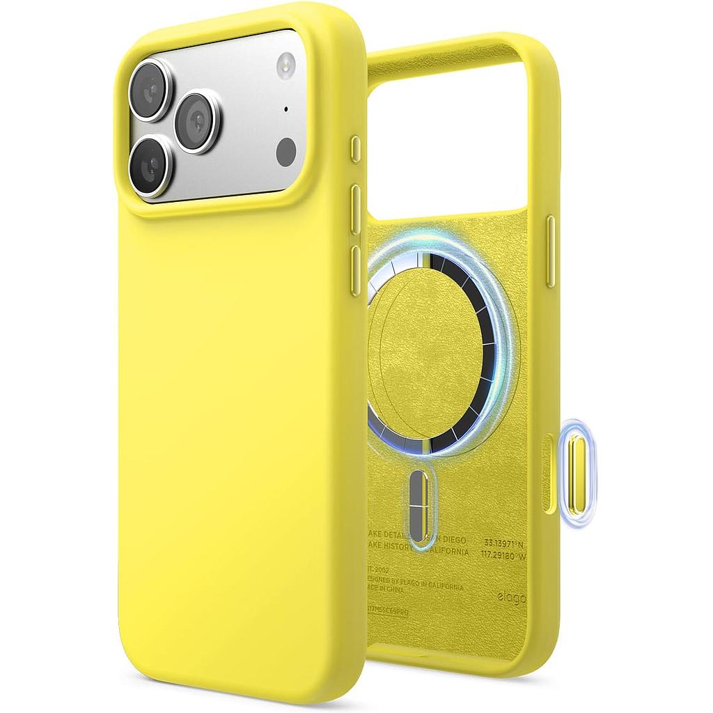 Elago Magnetic Silicone Case (Camera Control Key Included) For Apple iPhone 18 Pro Max / Apple iPhone 17 Pro Max - Neon Yellow