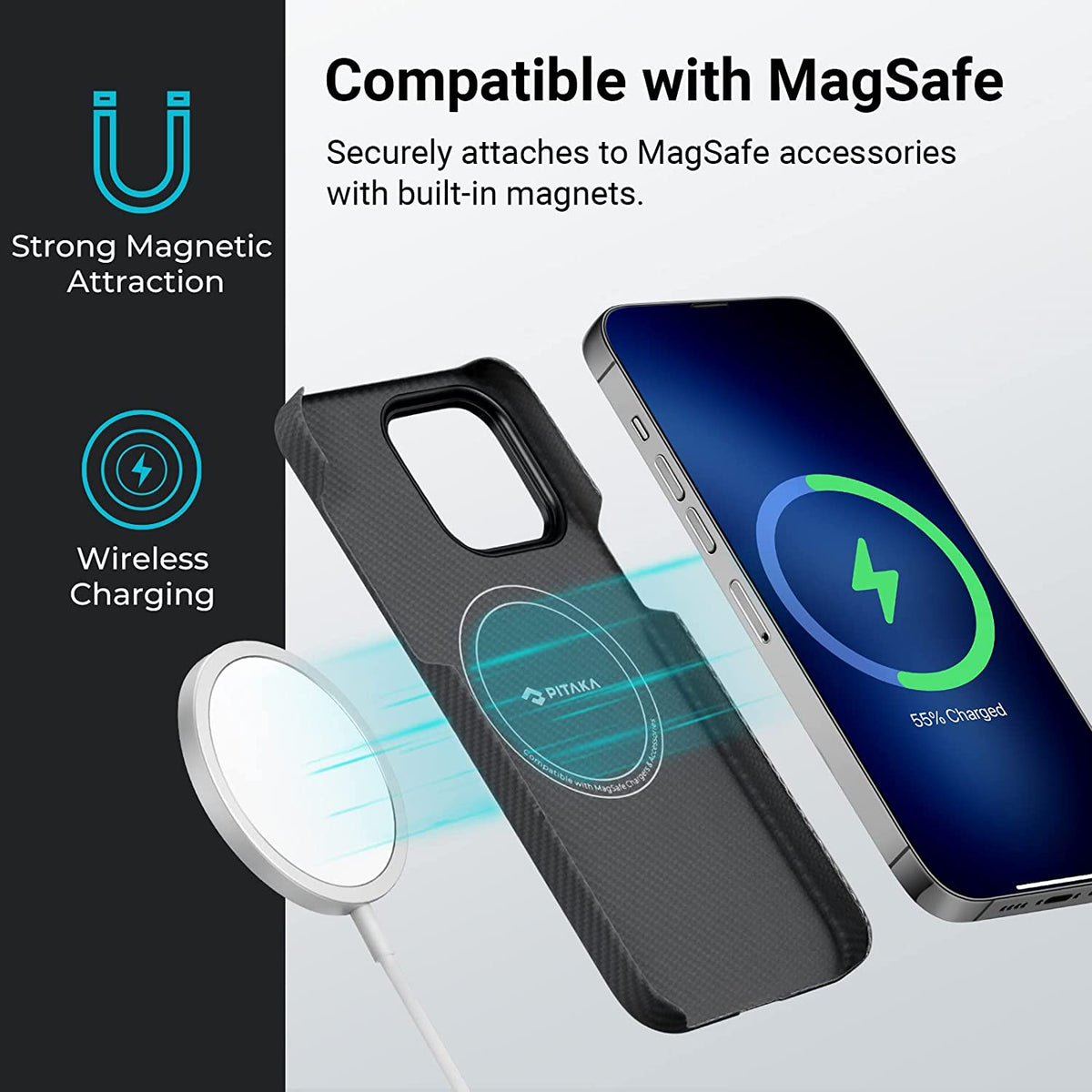 Pitaka Iphone 14 Pro Magez Case - Black/Grey Twill
