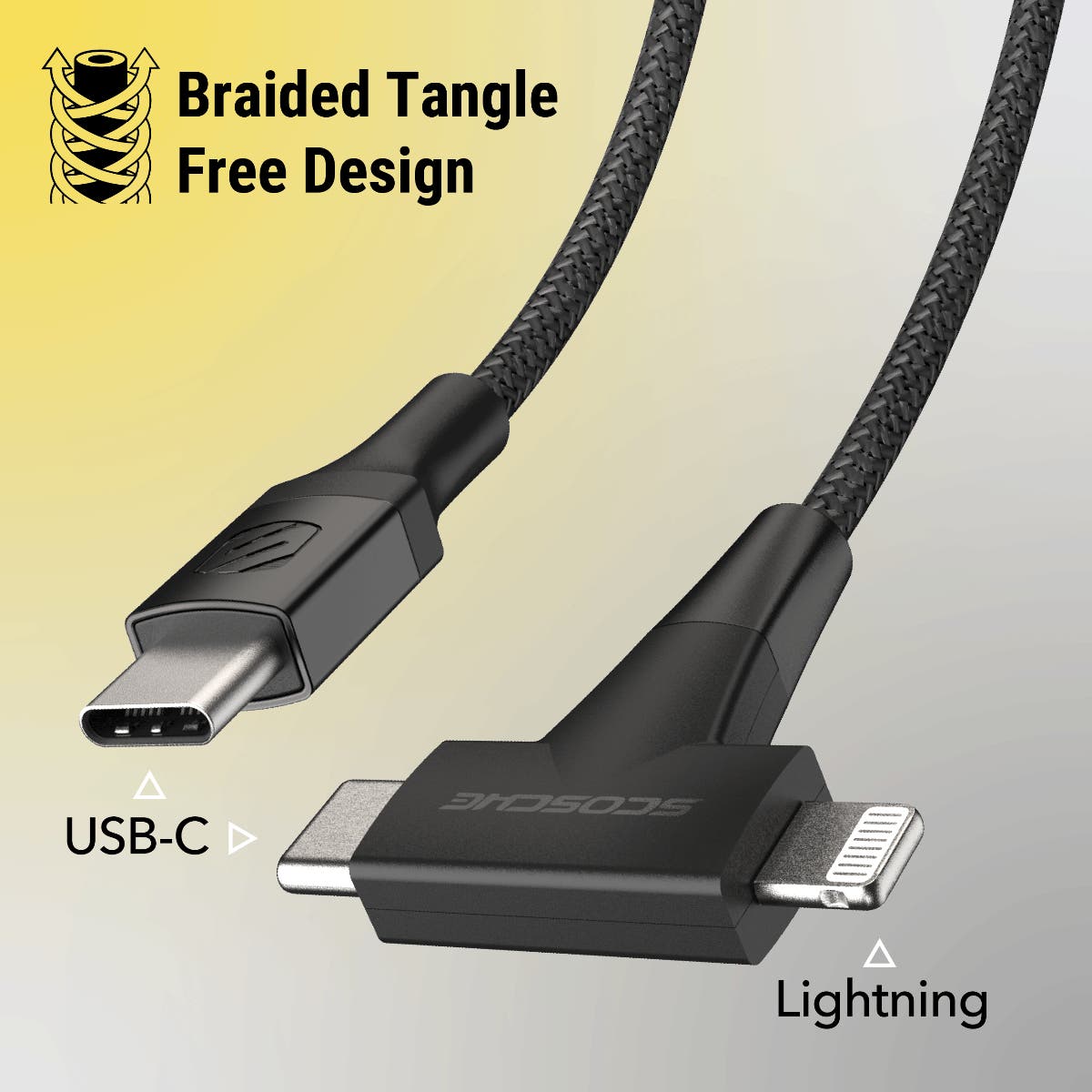 Scosche StrikeLine™ HH 2-in-1 USB-C to C®/Lightning™ Cable - Black