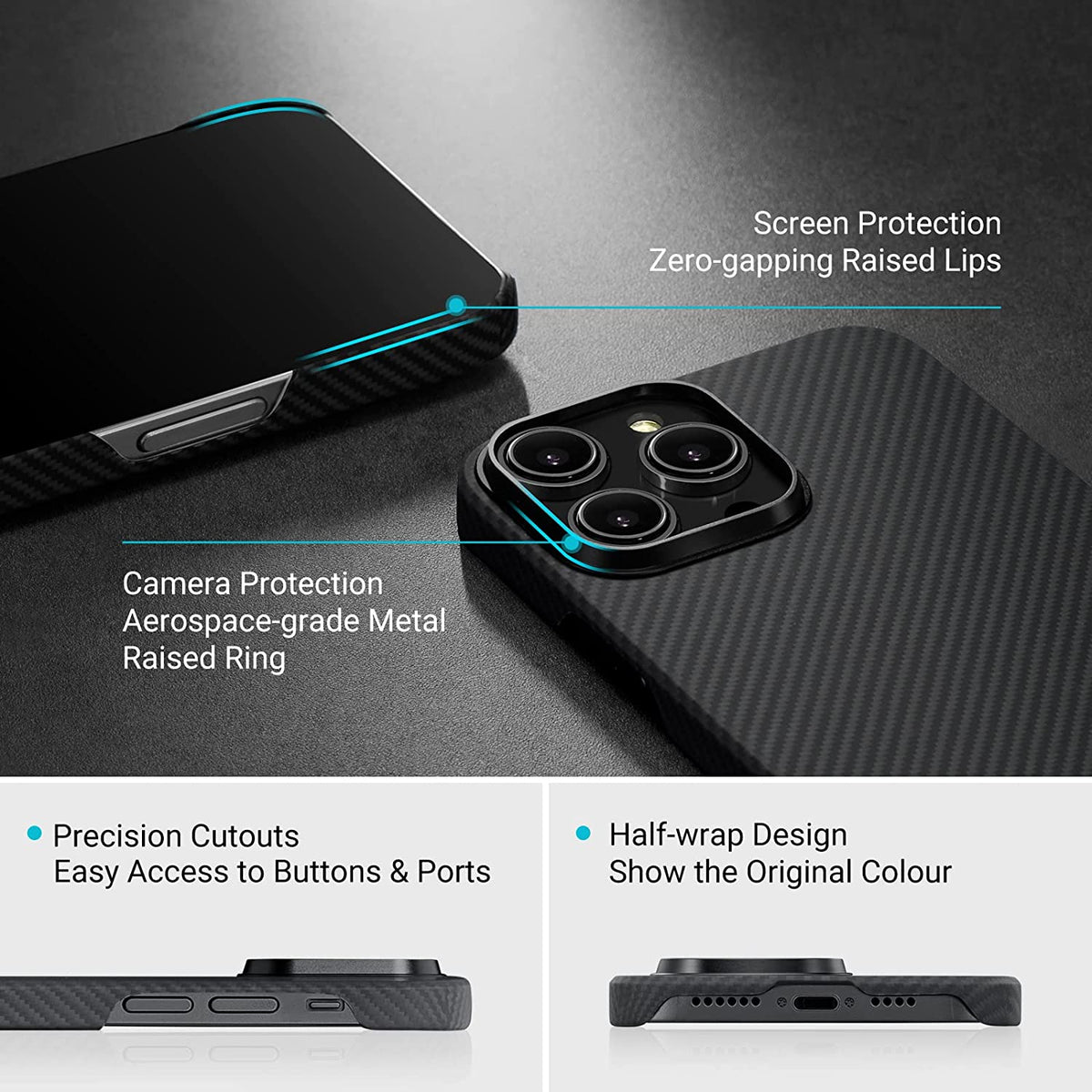 Pitaka Iphone 14 Pro Magez Case - Black/Grey Twill