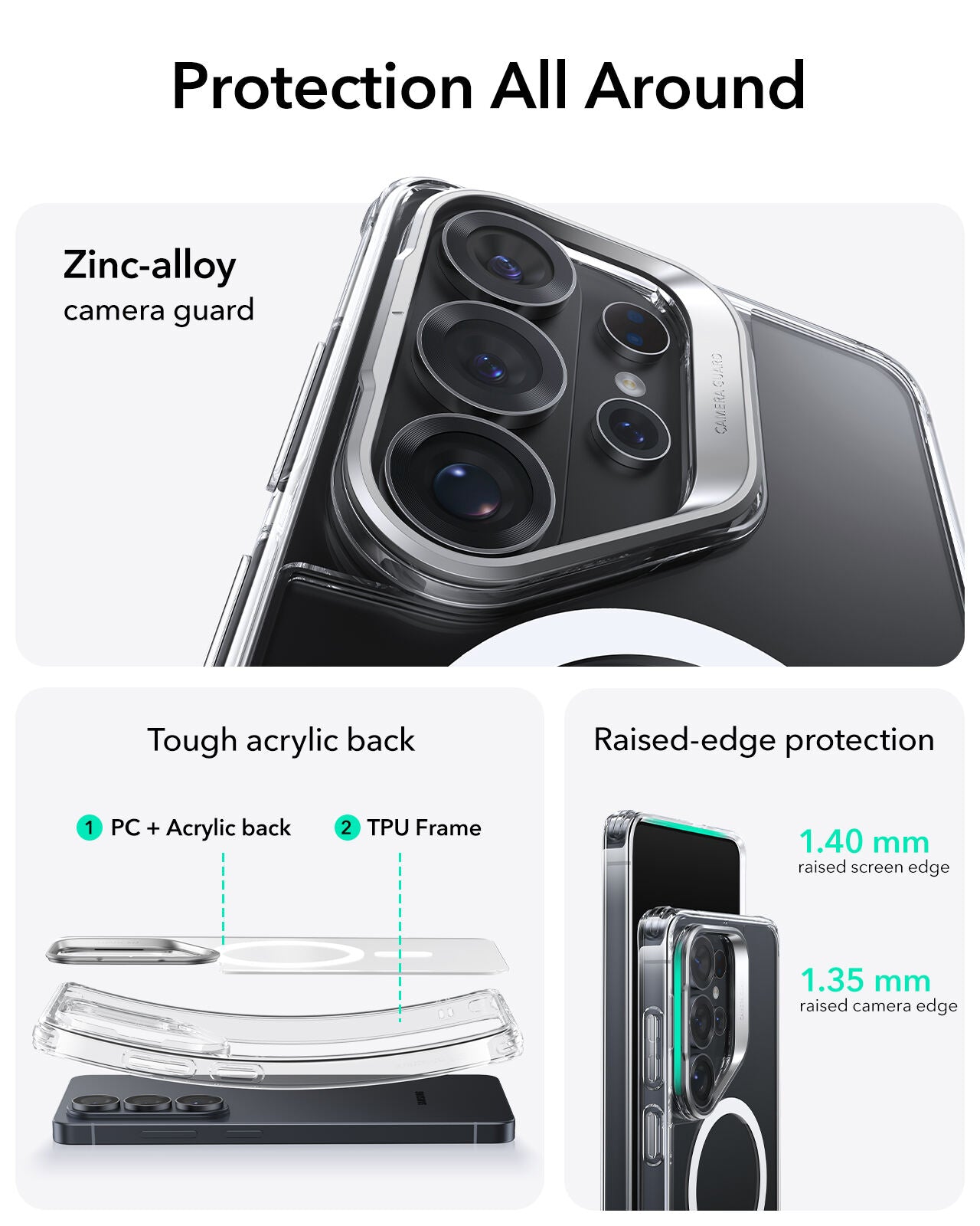 ESR Classic Hybrid Stash Stand Case For Samsung Galaxy S26 Ultra - Clear