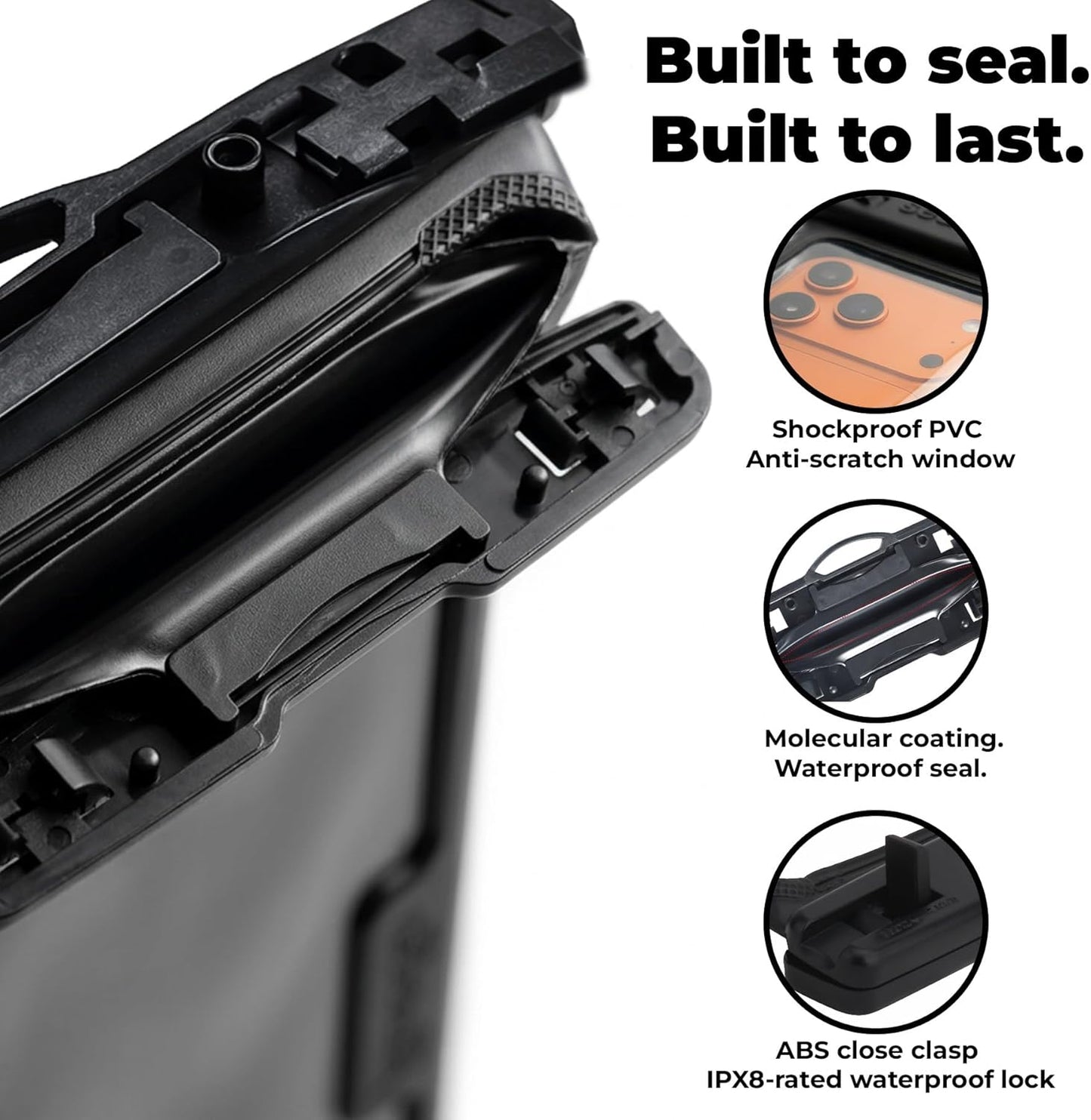 Seawag Smartphone Waterproof Case 6.9" With Additional Pocket - Black
