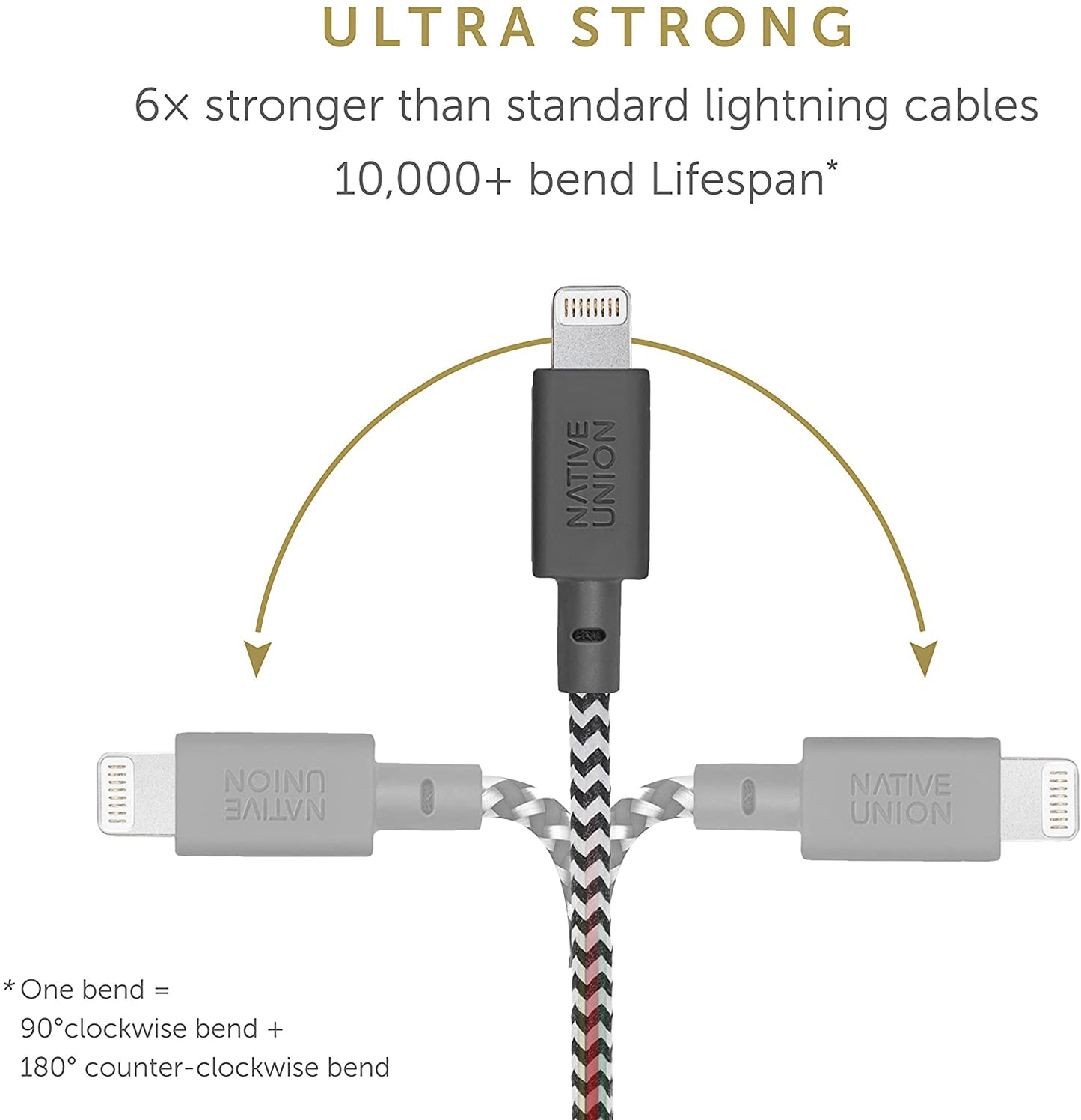 Native Union Belt Cable - USB A / Lightning / 1.2 Meter / Zebra