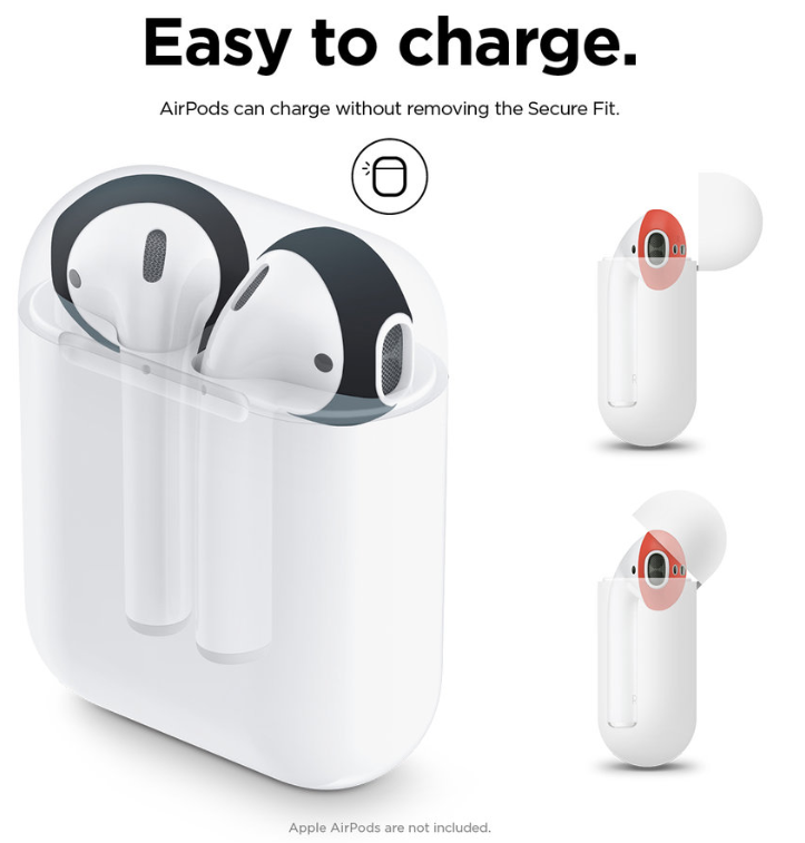 Elago Airpods 1&2 Secure Fit (2 Pairs) - Black/Red