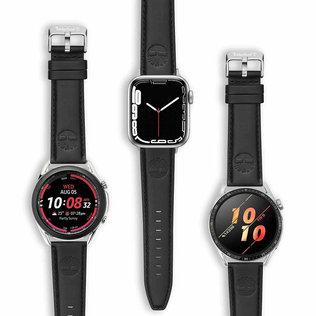 Timberland Lacandon Apple Watch Ultra/45/44/42mm Smart Watch 22mm Leather Strap - Black Leather Accessories > Smart