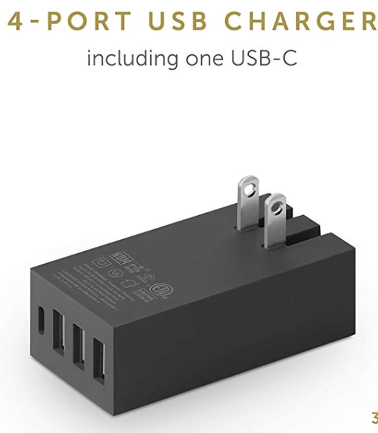 Native Union Smart Charger 4-Port Wall Charger - USB-A / USB-C / Black