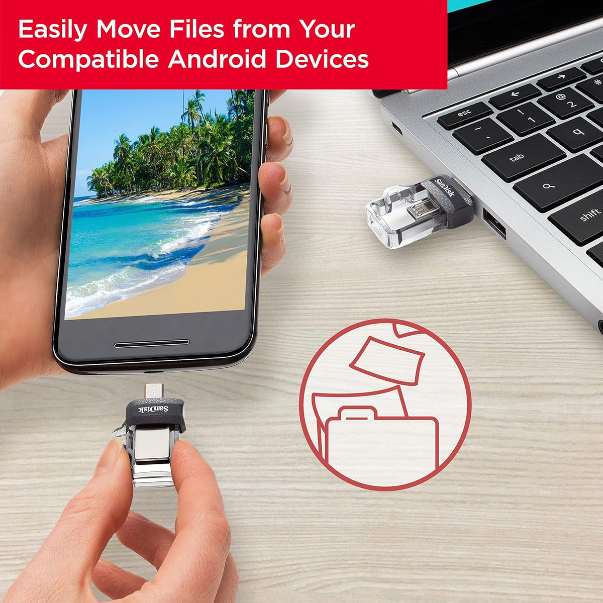 Sandisk Ultra Dual Drive M3.0 32Gb - Android White/Gold