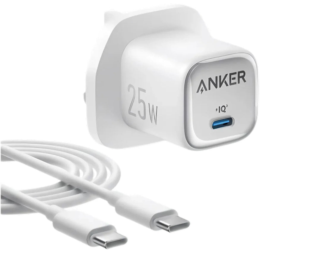 Anker Charger (25W, Compact) with USB-C cable- White