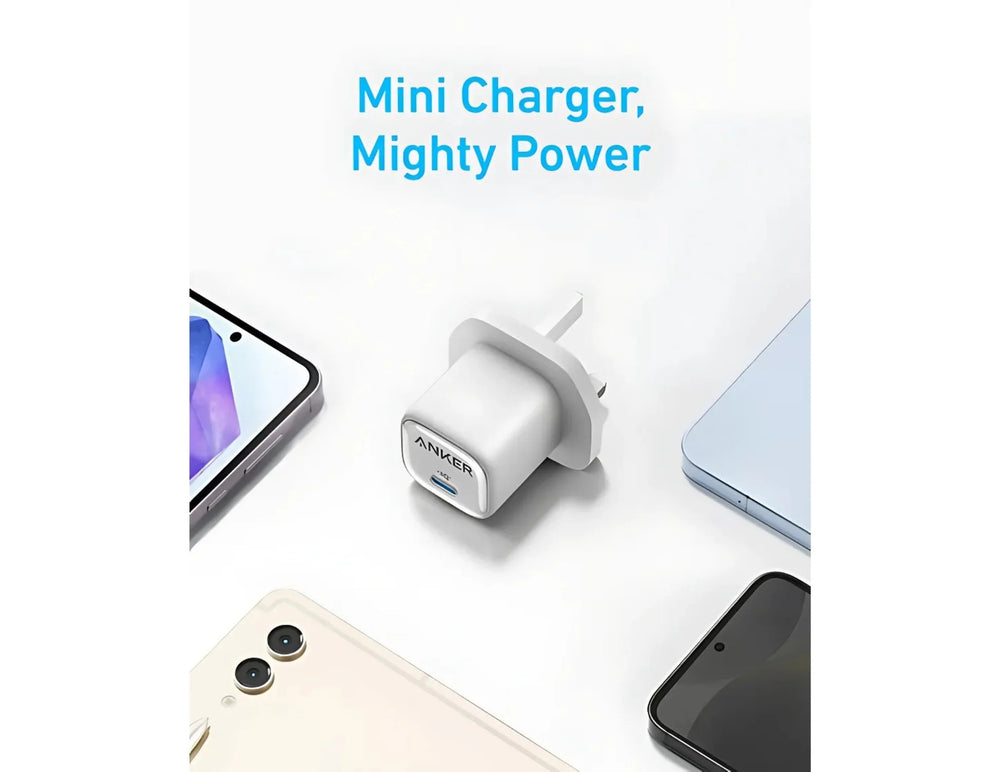 Anker Charger (25W, Compact) with USB-C cable- White