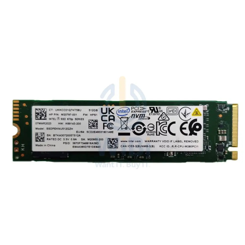 Intel 670p Series M.2 PCIe NVMe SSD - 512GB / M.2 2280 / PCIe 3.0 / Open - SSD (Solid State Drive) Storage > Solid