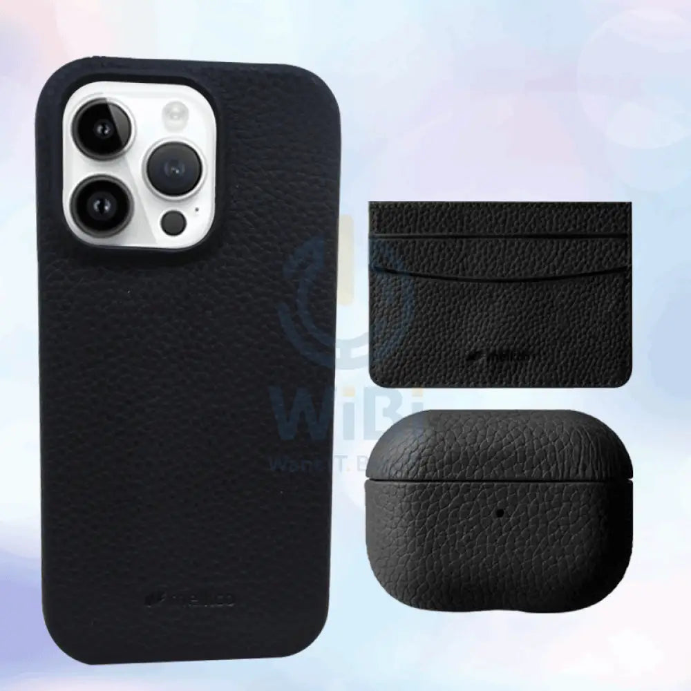 iPhone 13 Pro - Airpod Pro 2 - Black Leather Case Gift Set With Wallet Accessories > Mobiles & Tablets