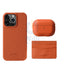 iPhone 14 Pro - Airpod Pro 2 - Orange Leather Case Gift Set With Wallet Accessories > Mobiles & Tablets