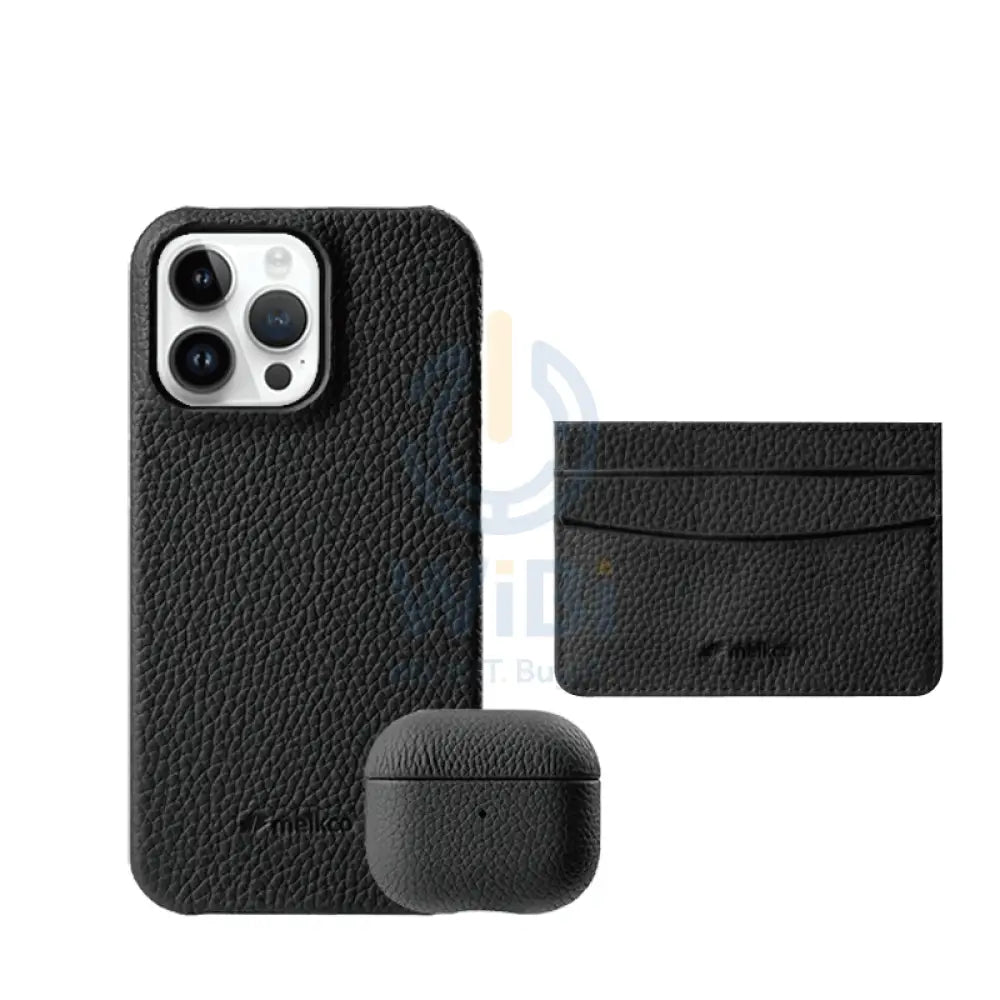 iPhone 14 Pro Max - Airpod Pro 2 - Black Leather Case Gift Set With Wallet Accessories > Mobiles & Tablets