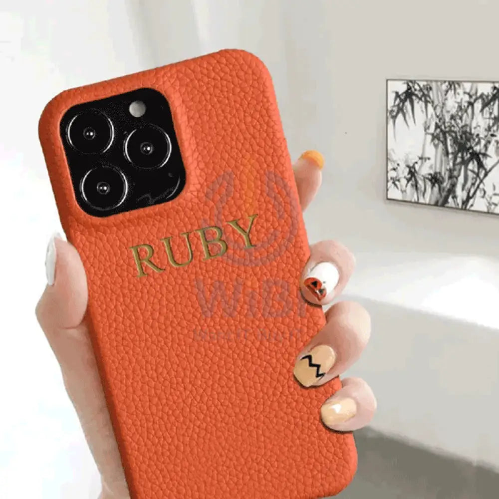 iPhone 14 Pro Max - Airpod Pro - Orange Leather Case Gift Set With Wallet Accessories > Mobiles & Tablets