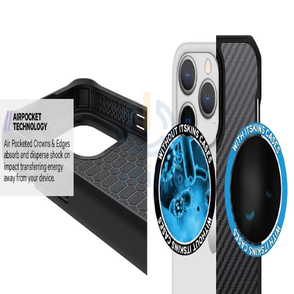 Itskins Ballistic Carbon Case Compatible With MagSafe - Apple iPhone 14 Pro / Black Accessories > Mobiles & Tablets