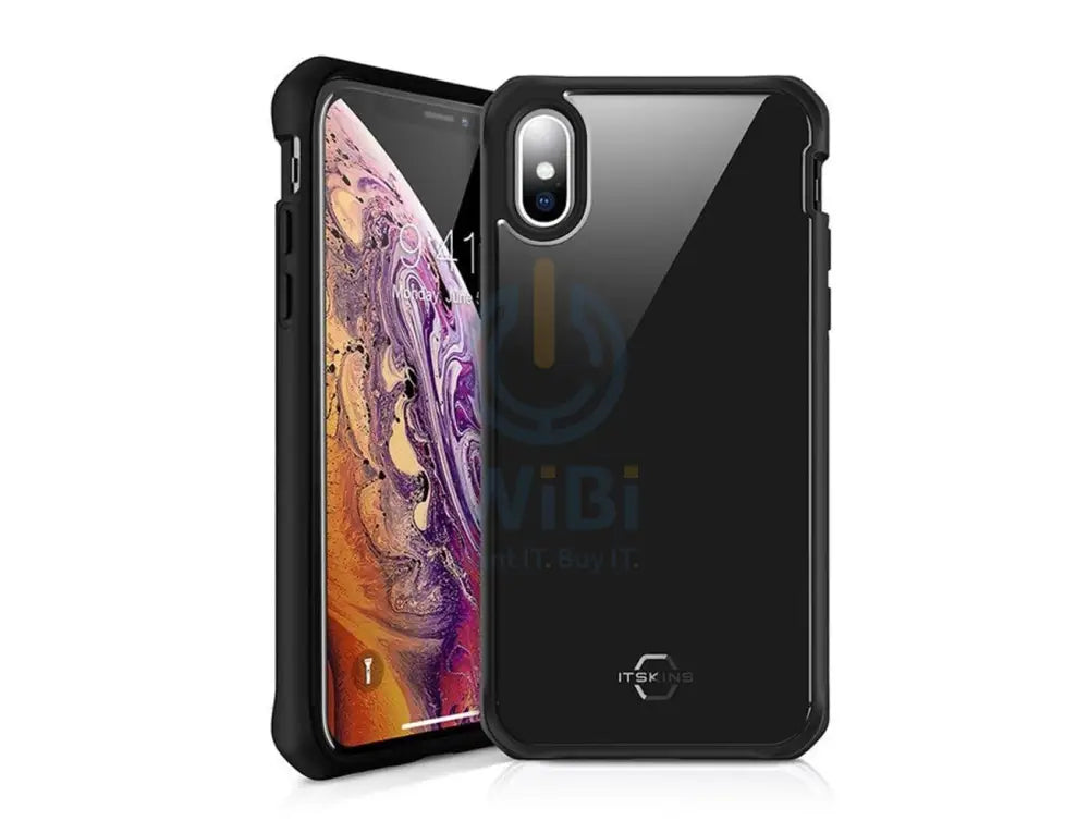 Itskins Hybrid Glass Case Anti Shock Up To 2 Mtr For iPhone Xs Max - Black Accessories > Mobiles & Tablets > Mobiles