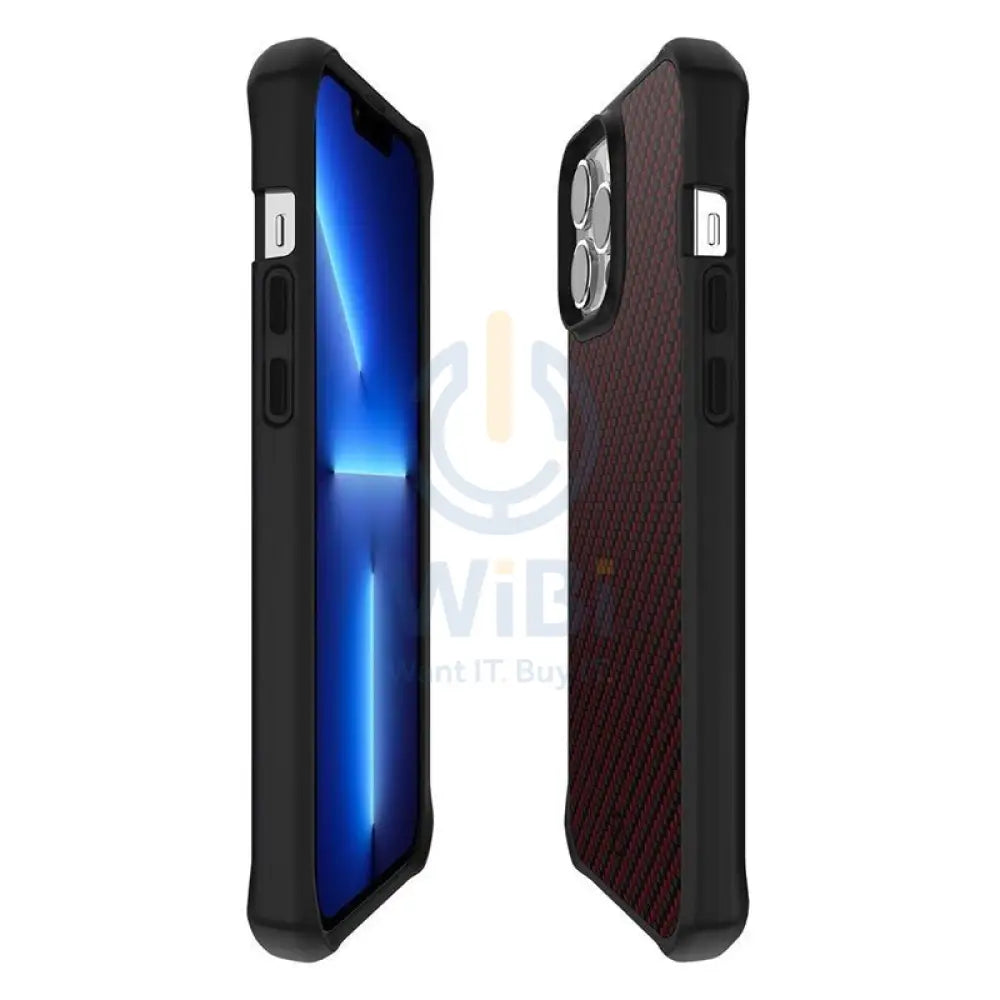 Itskins Hybrid Mag Carbon Series Cover - Apple iPhone 13 Pro Max / Carbon Red Accessories > Mobiles & Tablets