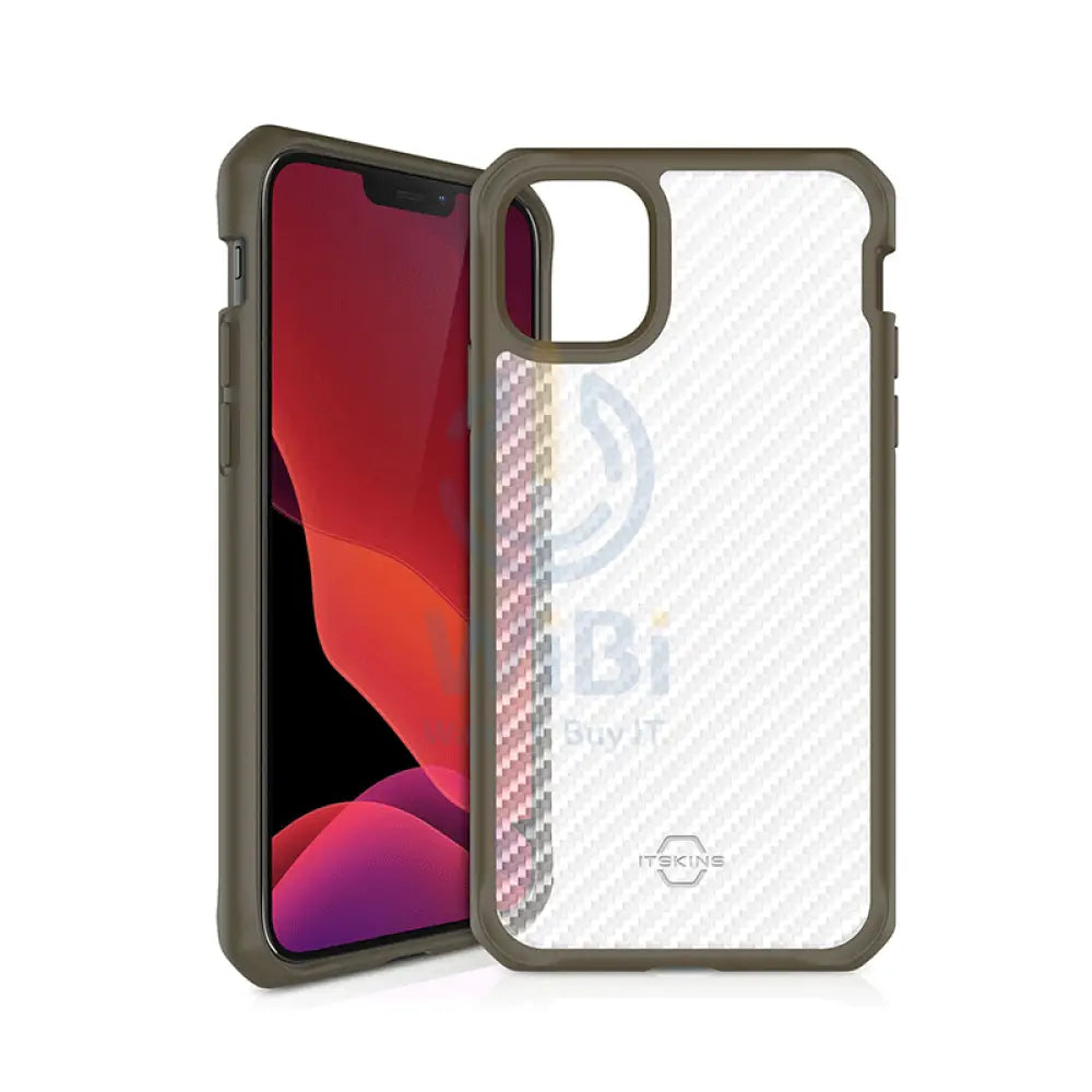 Itskins Hybrid Tek Case - Apple iPhone 12 & 12 Pro / Kaki And Transparent Accessories > Mobiles & Tablets
