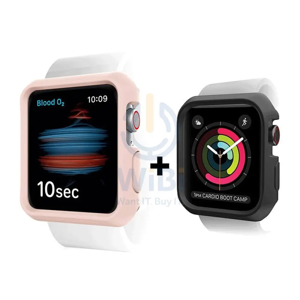 Itskins Spectrum Bumper Case - 44mm / Apple Watch SE / 6 / 5 / 4 / Light Pink & Black - Pack of 2 Accessories > Smart