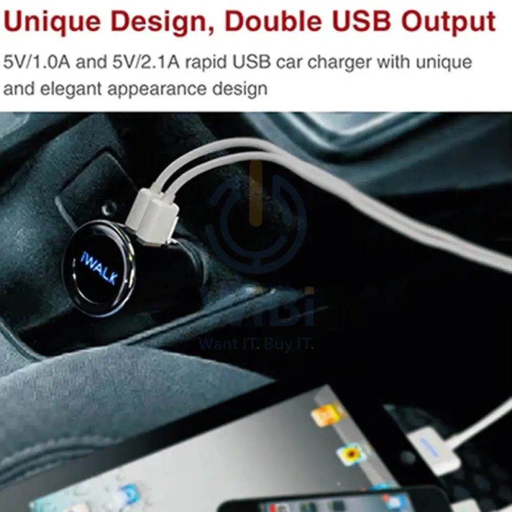Iwalk Dual Usb Car Charger - White Accessories > Mobiles & Tablets > Mobiles > Car Chargers