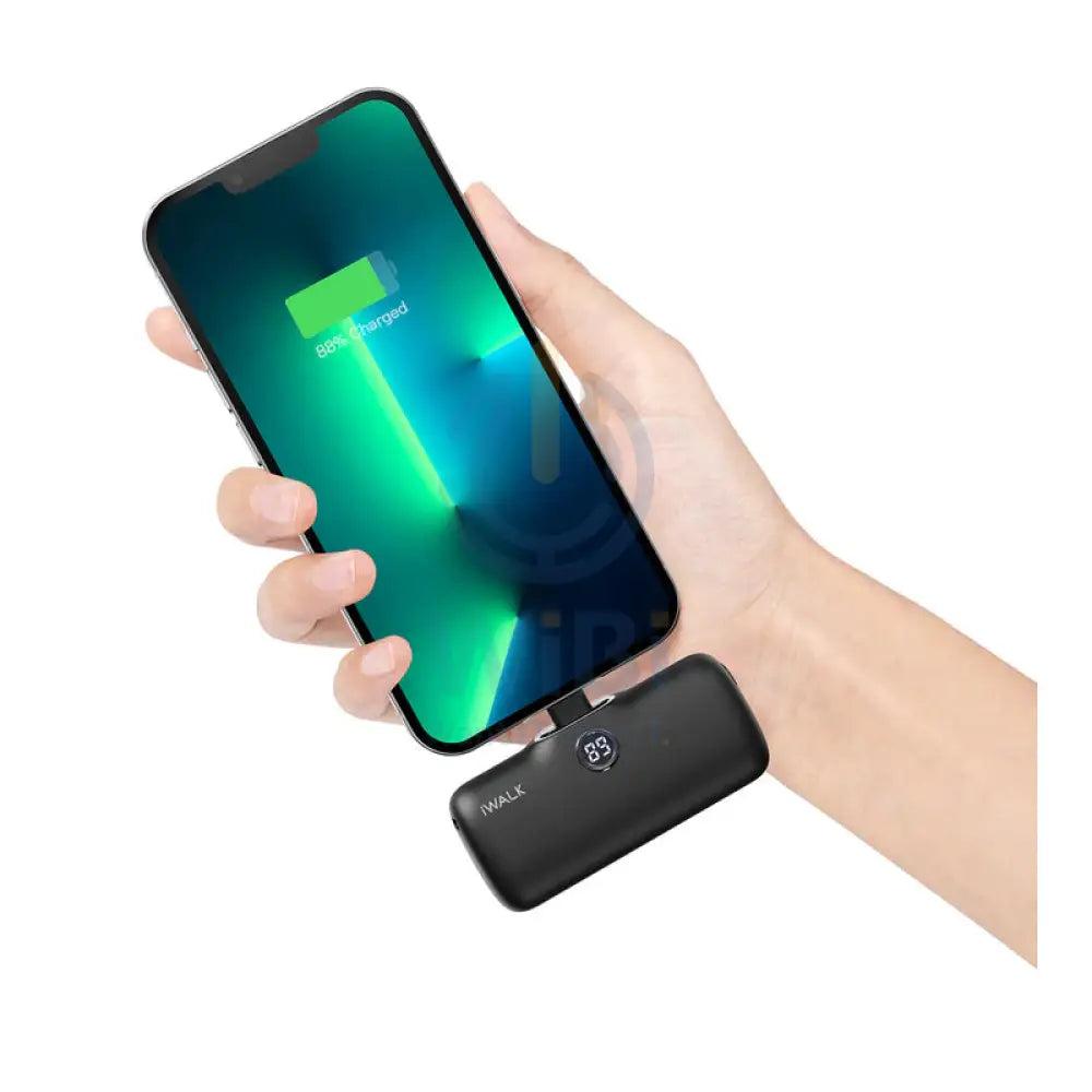 iWALK Linkme Pro Fast Charge 4800 Mah Pocket Battery With Battery Display For iPhone  - Black Accessories > Power Bank