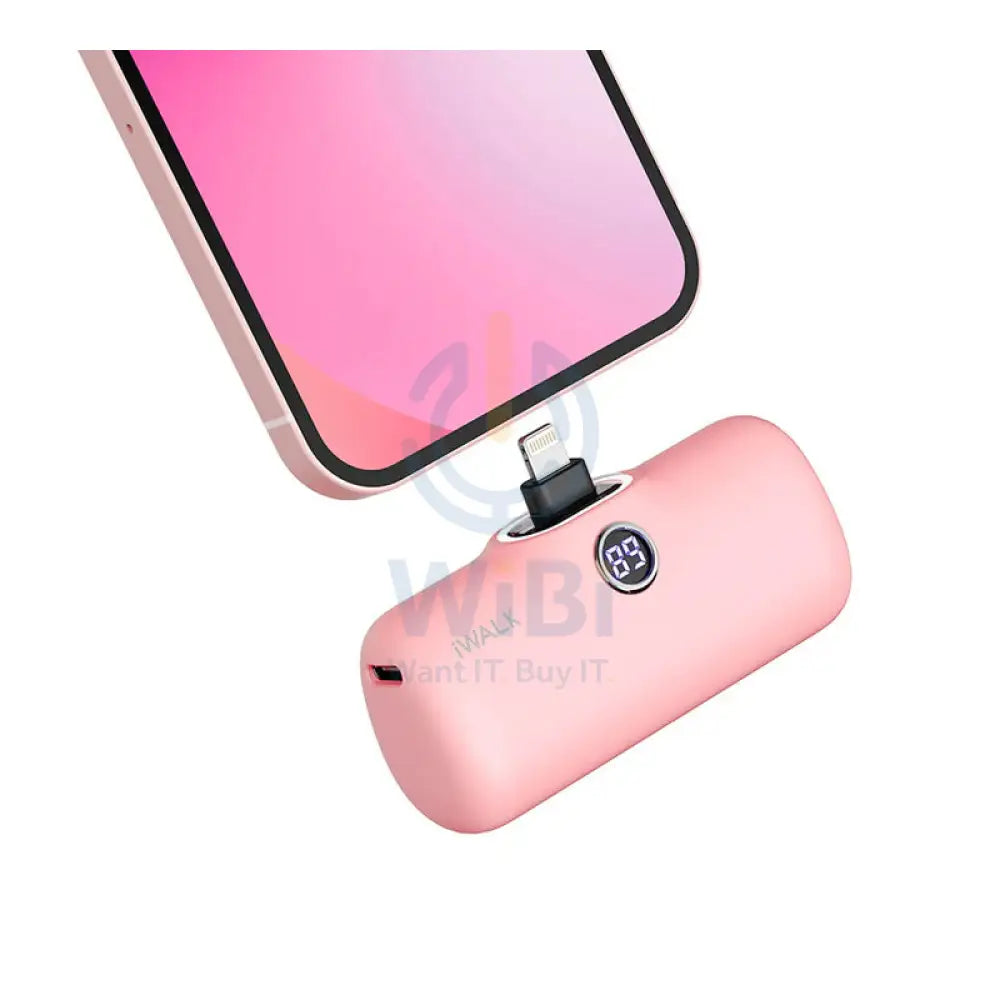 iWALK Linkme Pro Fast Charge 4800 Mah Pocket Battery With Battery Display For iPhone - Pink Accessories > Power Bank >