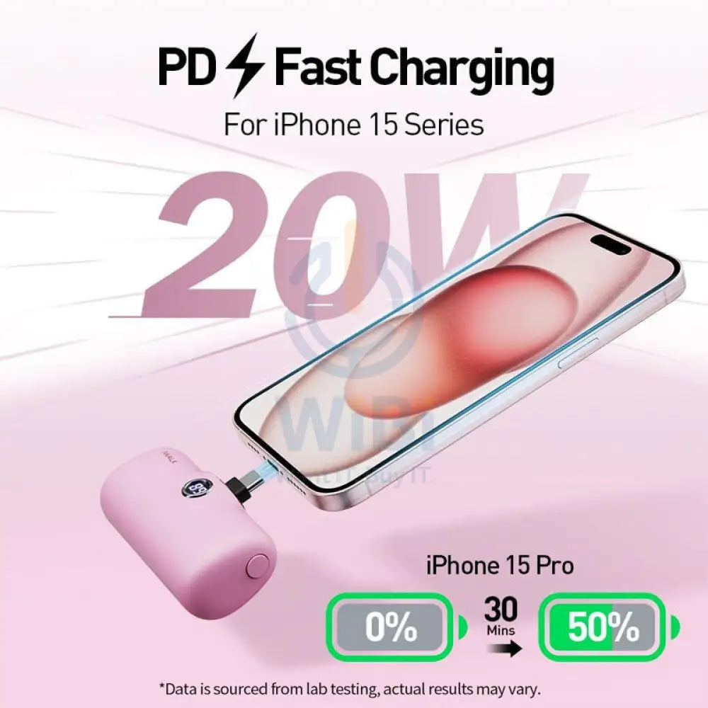 iWALK Linkme Pro Fast Charge Pocket Power Bank With Battery Display - 4800mAh / Type-C - Pink Accessories > Power Bank
