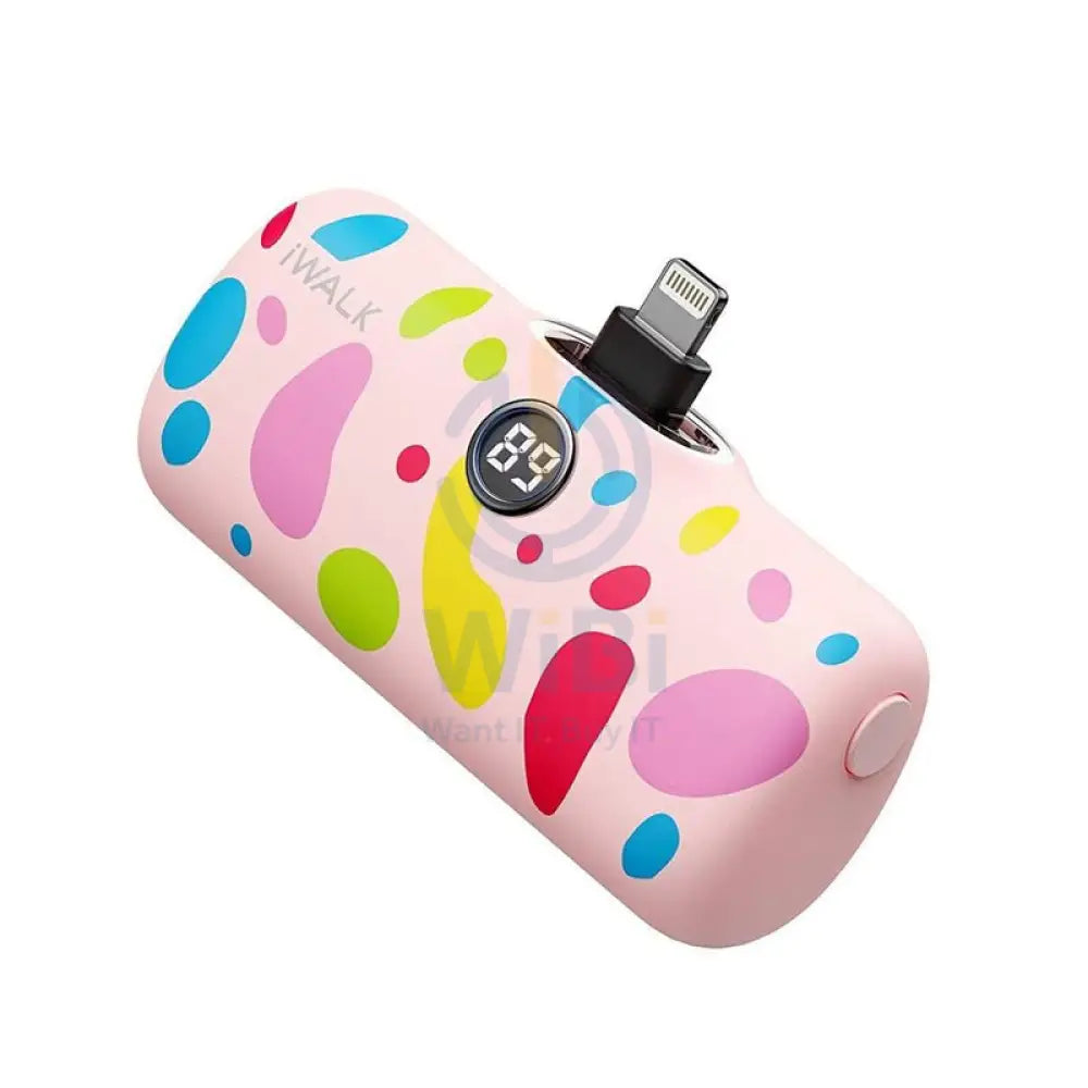 iWALK Linkme Pro Fast Charge Pocket Power Bank With Battery Display - Lightning / 4800mAh / Pink Bubble Pattern