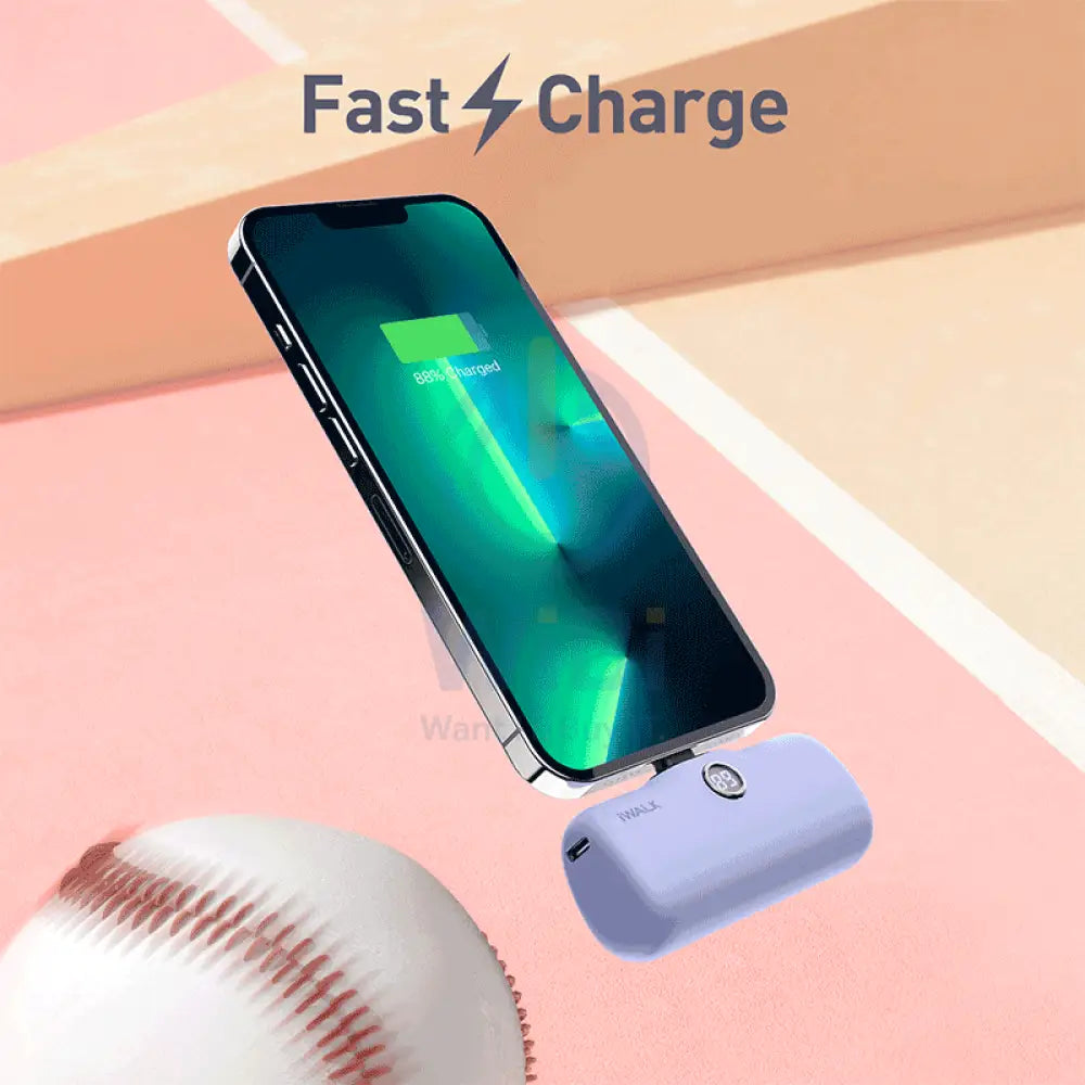 iWALK Linkme Pro Fast Charge Pocket Power Bank With Battery Display - Lightning / 4800mAh / Purple Accessories > Power