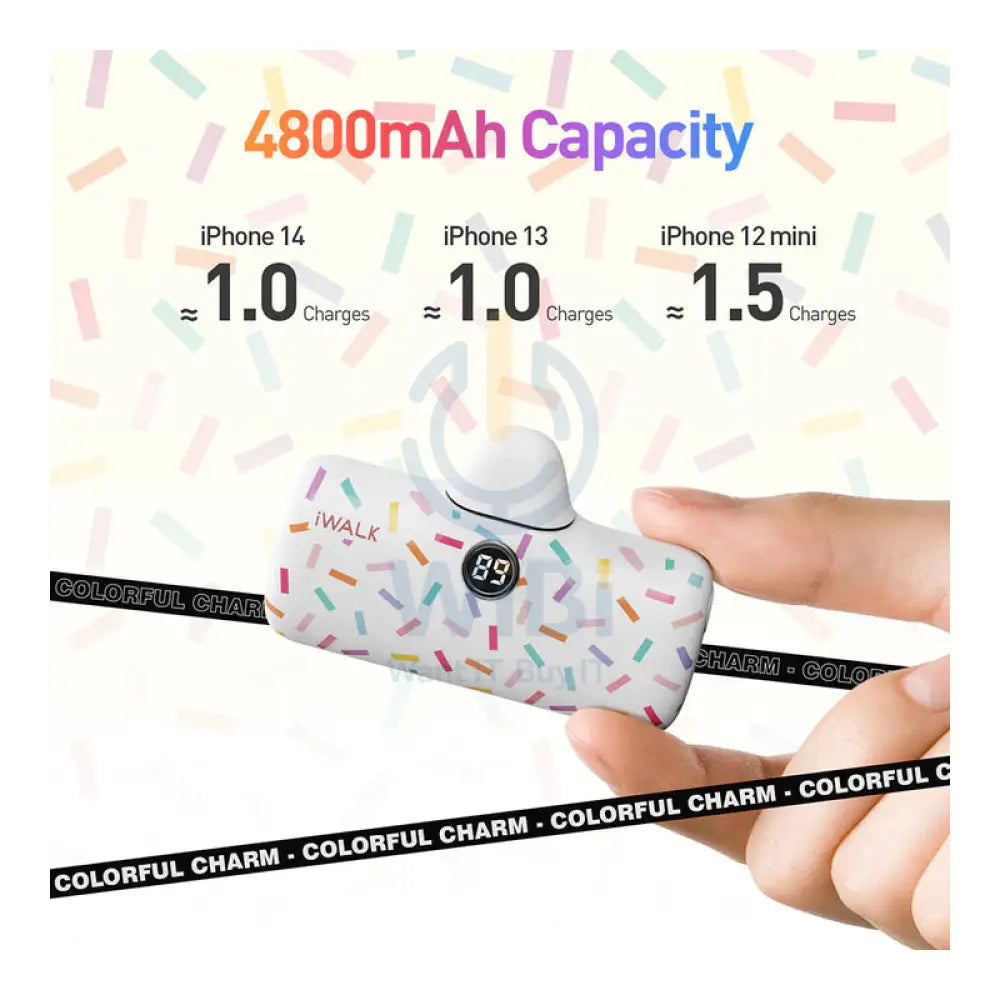 iWalk Linkme Pro Fast iPhone Charger With Battery Display - 4800mAh / White Pattern Accessories > Power Bank