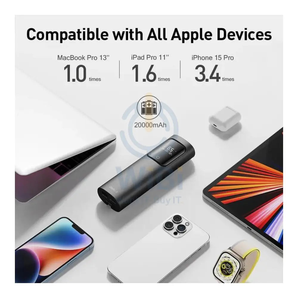 iWalk Tanker PowerBank With Build-In Cables - 20000mAh / 65W / Black Accessories > Power Bank