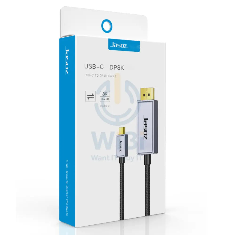 Jasoz A135 Type-C to Display Port 1.4 Cable - 1.8 Meter / Black Accessories > Cables & Converters > Cables