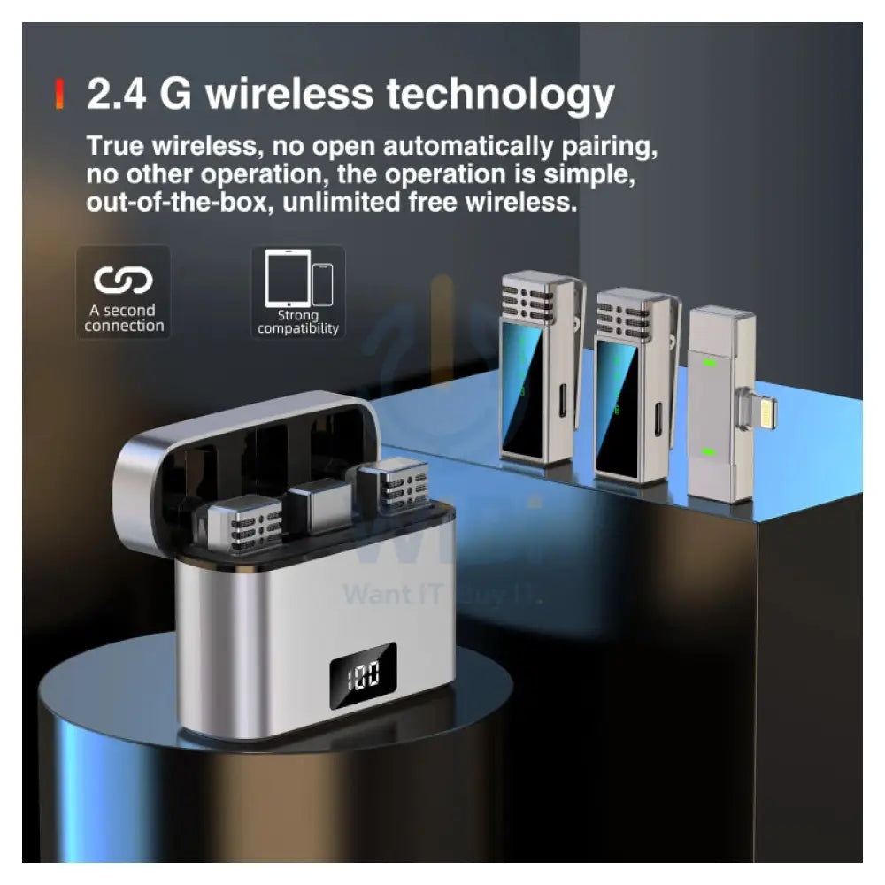 Jmary MW 15 2.4G Wireless Microphone ≤20ms / 60db / 20M / 70mAh / Silver Accessories > Audio > Microphone