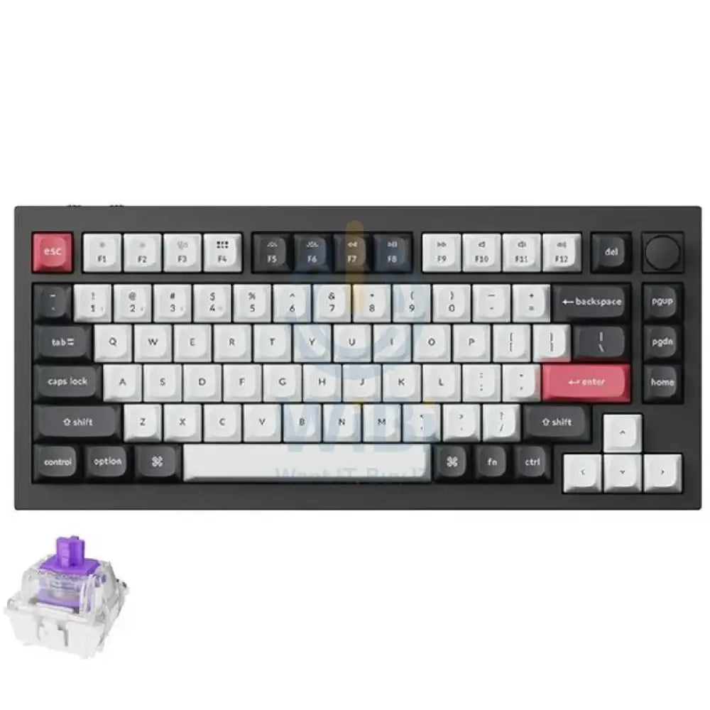 KeyChron Q1 HE Swappable 75% Mechanical Gaming Keyboard - Wireless / RGB / English/Arabic / Carbon Black Accessories >