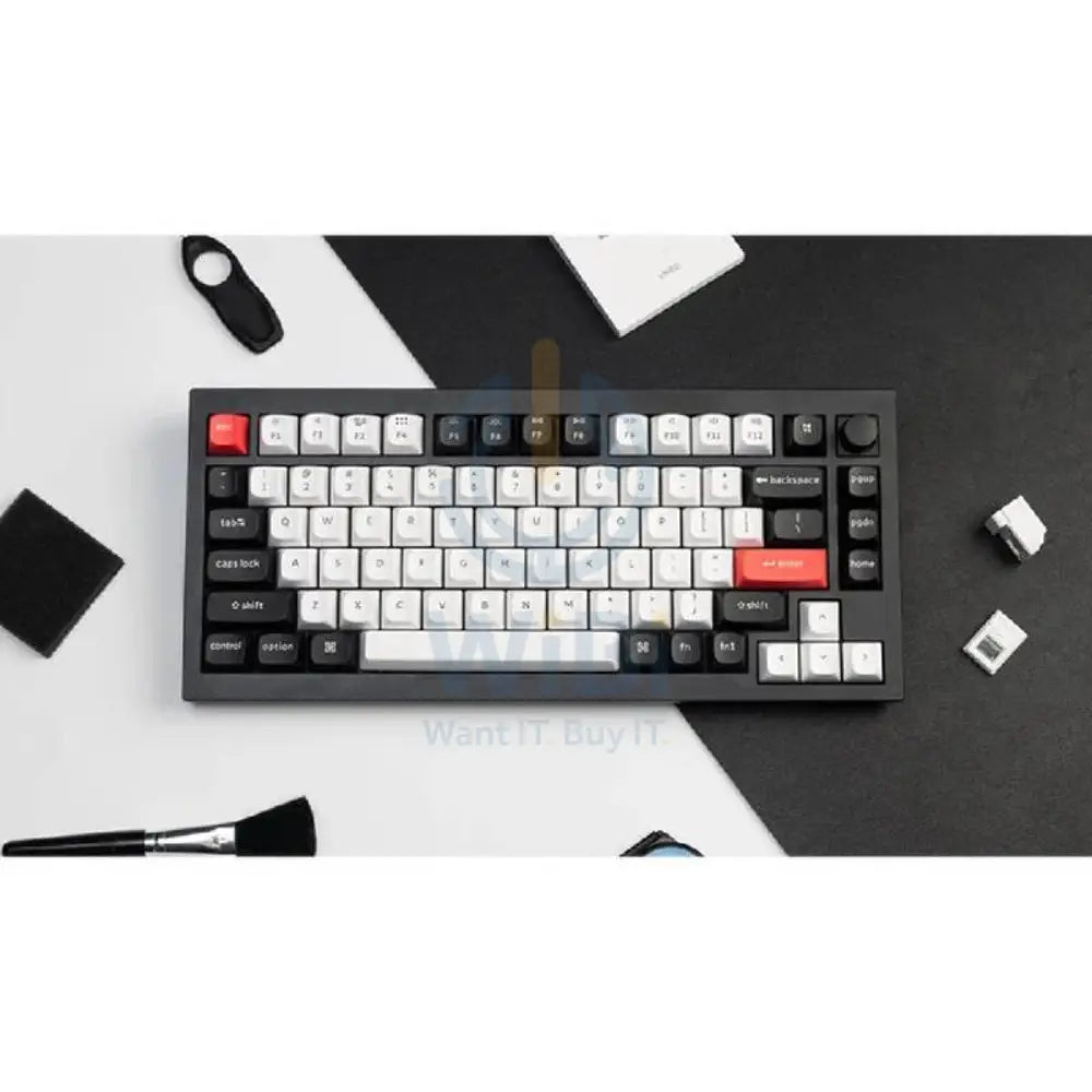 KeyChron Q1 HE Swappable 75% Mechanical Gaming Keyboard - Wireless / RGB / English/Arabic / Carbon Black Accessories >