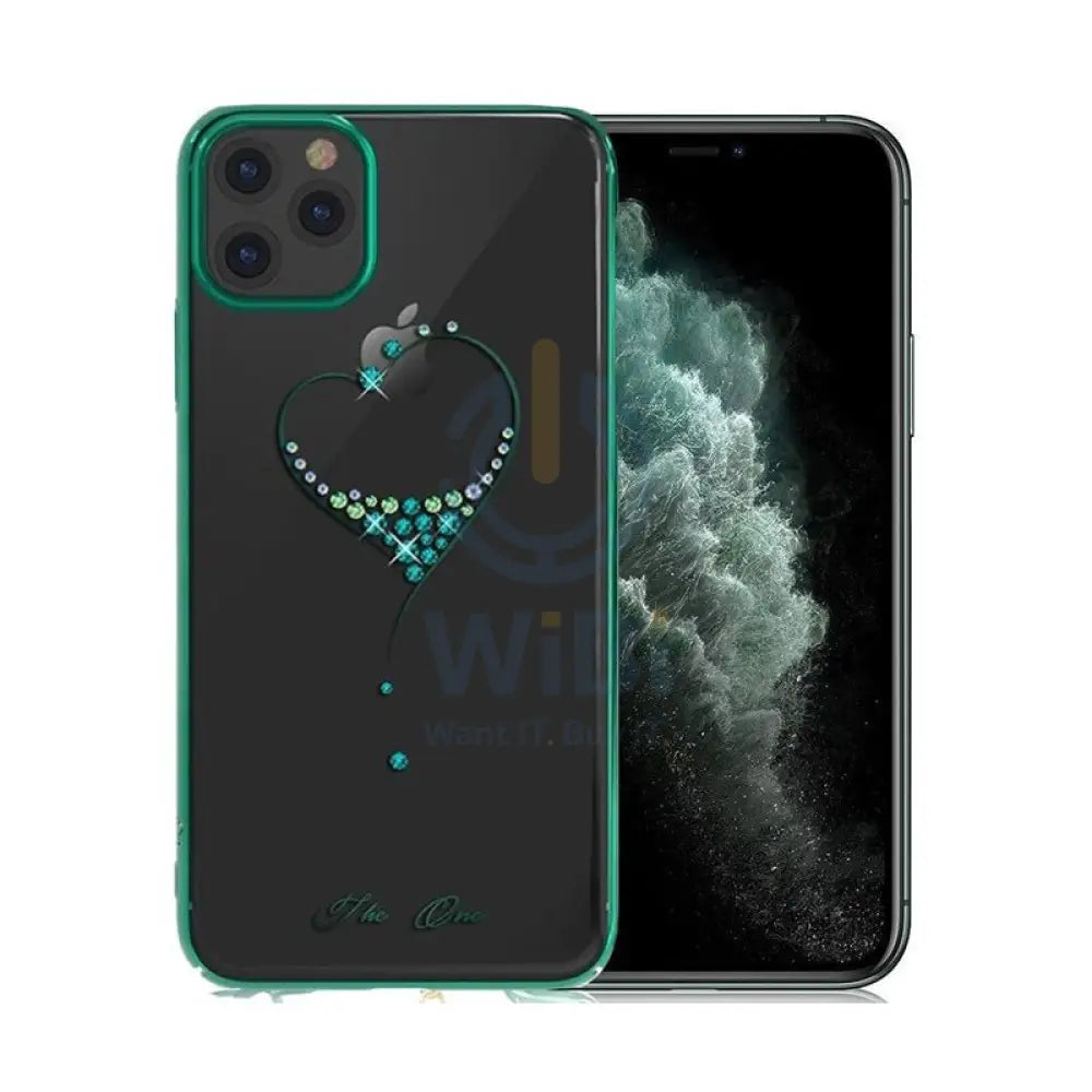 Kingxbar Swarovski Case - iPhone 11 Pro Max / Heart Green Accessories > Mobiles & Tablets > Mobiles > Covers & Cases