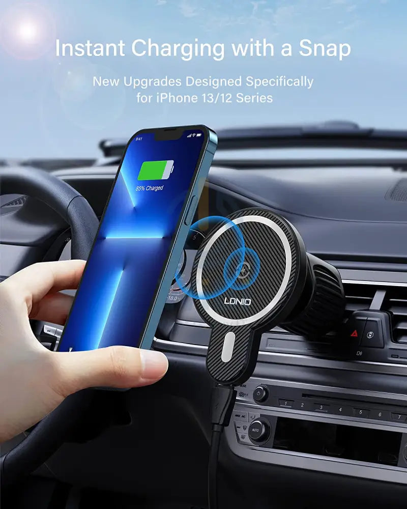 LDNIO 15W Magnetic Electric 2 In 1 Wireless Charger & Car Holder - Black (MA20) Accessories > Mobiles & Tablets >