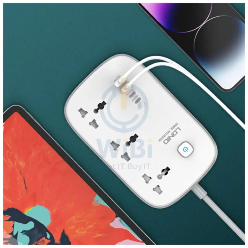 Ldnio 3 Extension Power Socket - 3 Way / USB-A / USB-C / White/Grey Accessories > Power > Power Protection > Surge