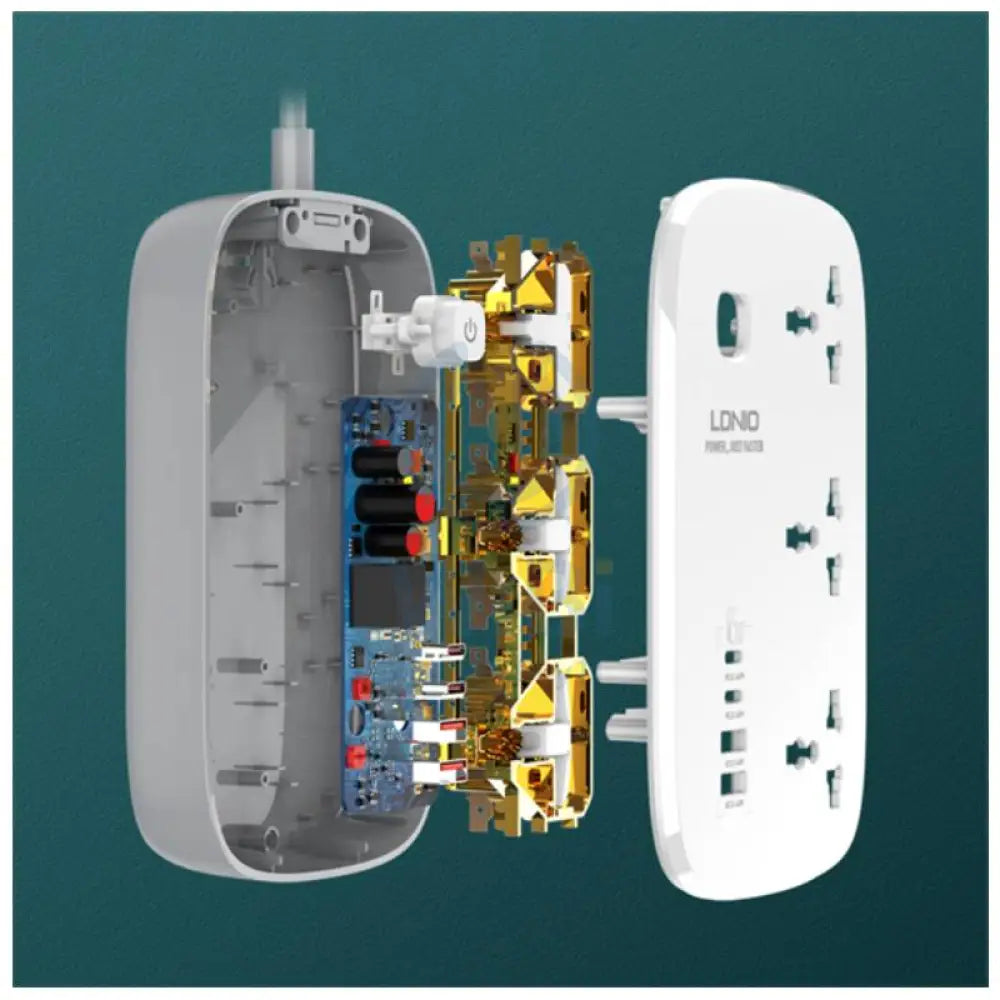 Ldnio 3 Extension Power Socket - 3 Way / USB-A / USB-C / White/Grey Accessories > Power > Power Protection > Surge