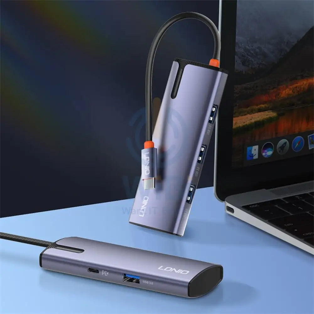 Ldnio 5 In 1 Type-C HUB Adapter Grey Accessories > USB Hub