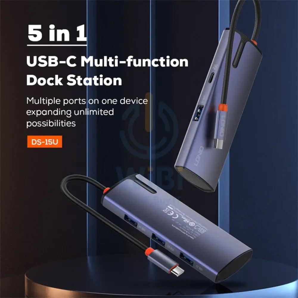 Ldnio 5 In 1 Type-C HUB Adapter Grey Accessories > USB Hub